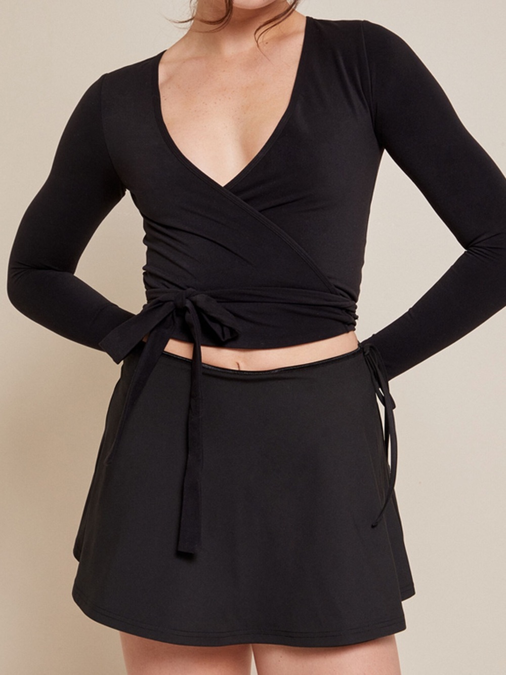 Pacsun PAC 1980 PAC WHISPER Active Black Leila Wrap Mini Skort Skirt Ballet